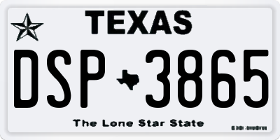 TX license plate DSP3865
