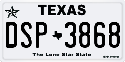 TX license plate DSP3868