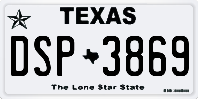 TX license plate DSP3869