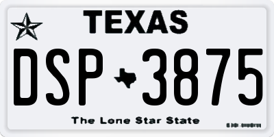 TX license plate DSP3875