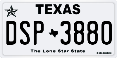 TX license plate DSP3880