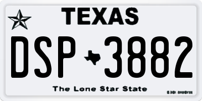 TX license plate DSP3882