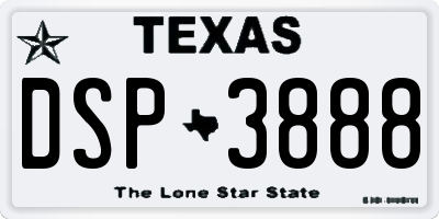 TX license plate DSP3888