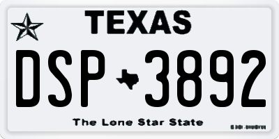 TX license plate DSP3892