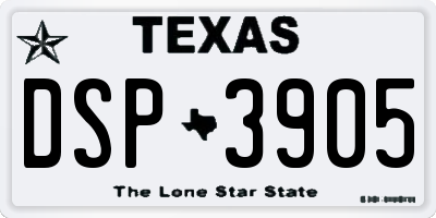 TX license plate DSP3905
