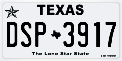 TX license plate DSP3917
