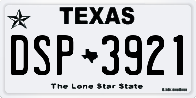 TX license plate DSP3921