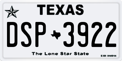 TX license plate DSP3922