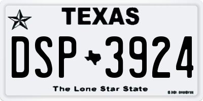TX license plate DSP3924