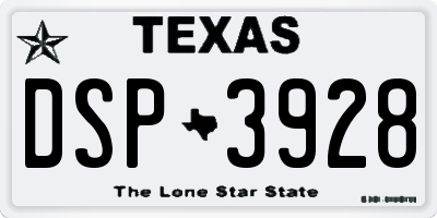 TX license plate DSP3928