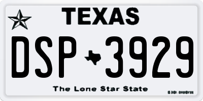 TX license plate DSP3929