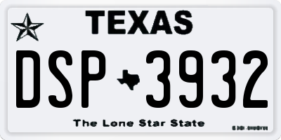 TX license plate DSP3932
