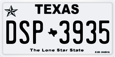 TX license plate DSP3935