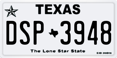 TX license plate DSP3948