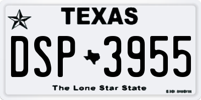 TX license plate DSP3955