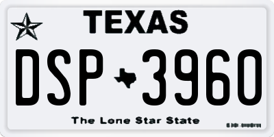 TX license plate DSP3960