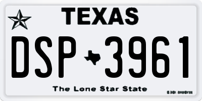 TX license plate DSP3961