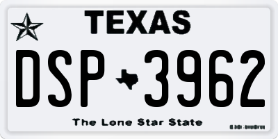 TX license plate DSP3962