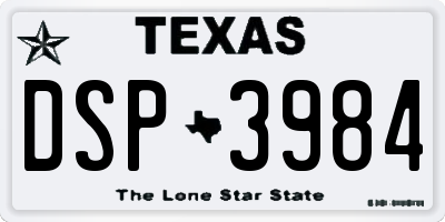 TX license plate DSP3984
