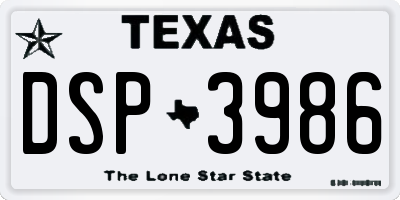 TX license plate DSP3986