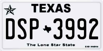 TX license plate DSP3992