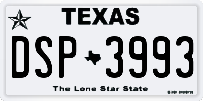 TX license plate DSP3993