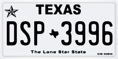 TX license plate DSP3996