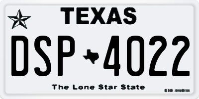TX license plate DSP4022