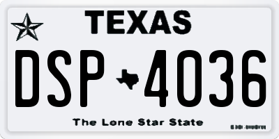 TX license plate DSP4036