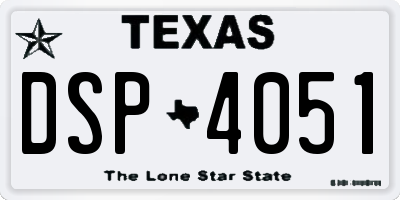 TX license plate DSP4051