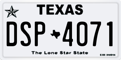 TX license plate DSP4071