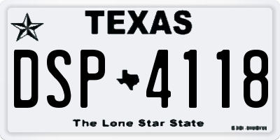 TX license plate DSP4118