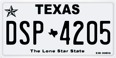 TX license plate DSP4205