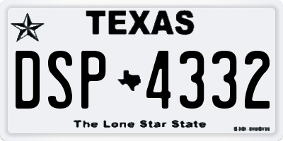 TX license plate DSP4332