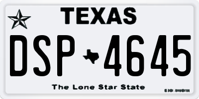 TX license plate DSP4645