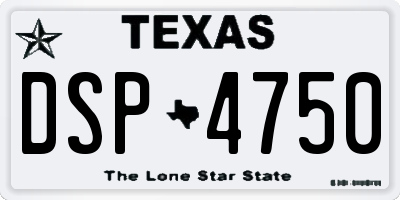 TX license plate DSP4750