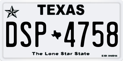 TX license plate DSP4758