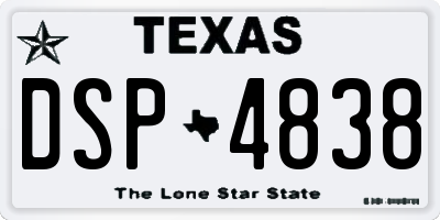 TX license plate DSP4838