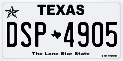 TX license plate DSP4905