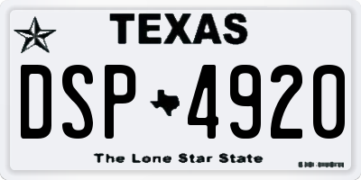 TX license plate DSP4920