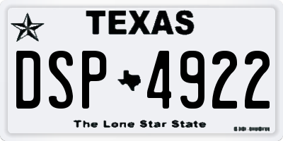TX license plate DSP4922