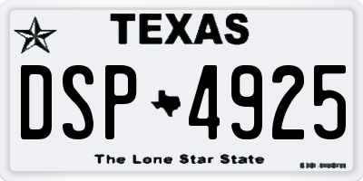 TX license plate DSP4925