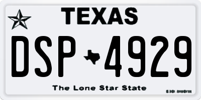 TX license plate DSP4929