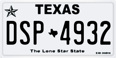 TX license plate DSP4932