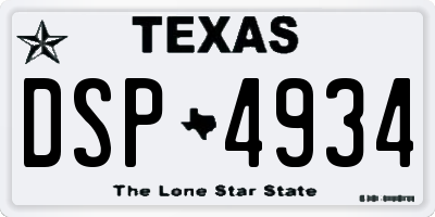 TX license plate DSP4934