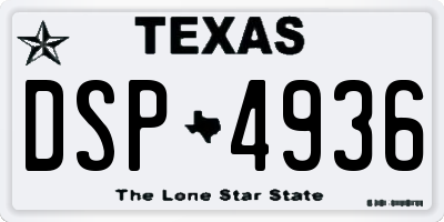 TX license plate DSP4936