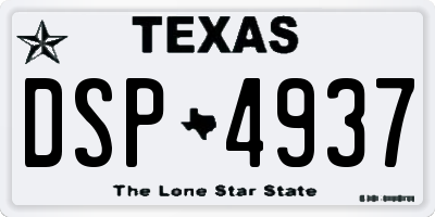 TX license plate DSP4937