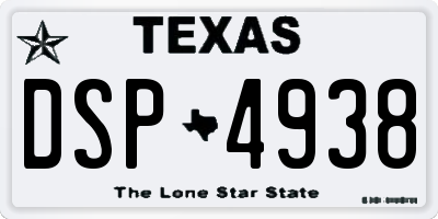 TX license plate DSP4938
