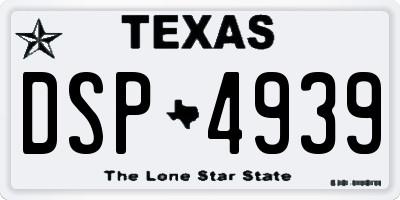 TX license plate DSP4939