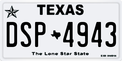 TX license plate DSP4943